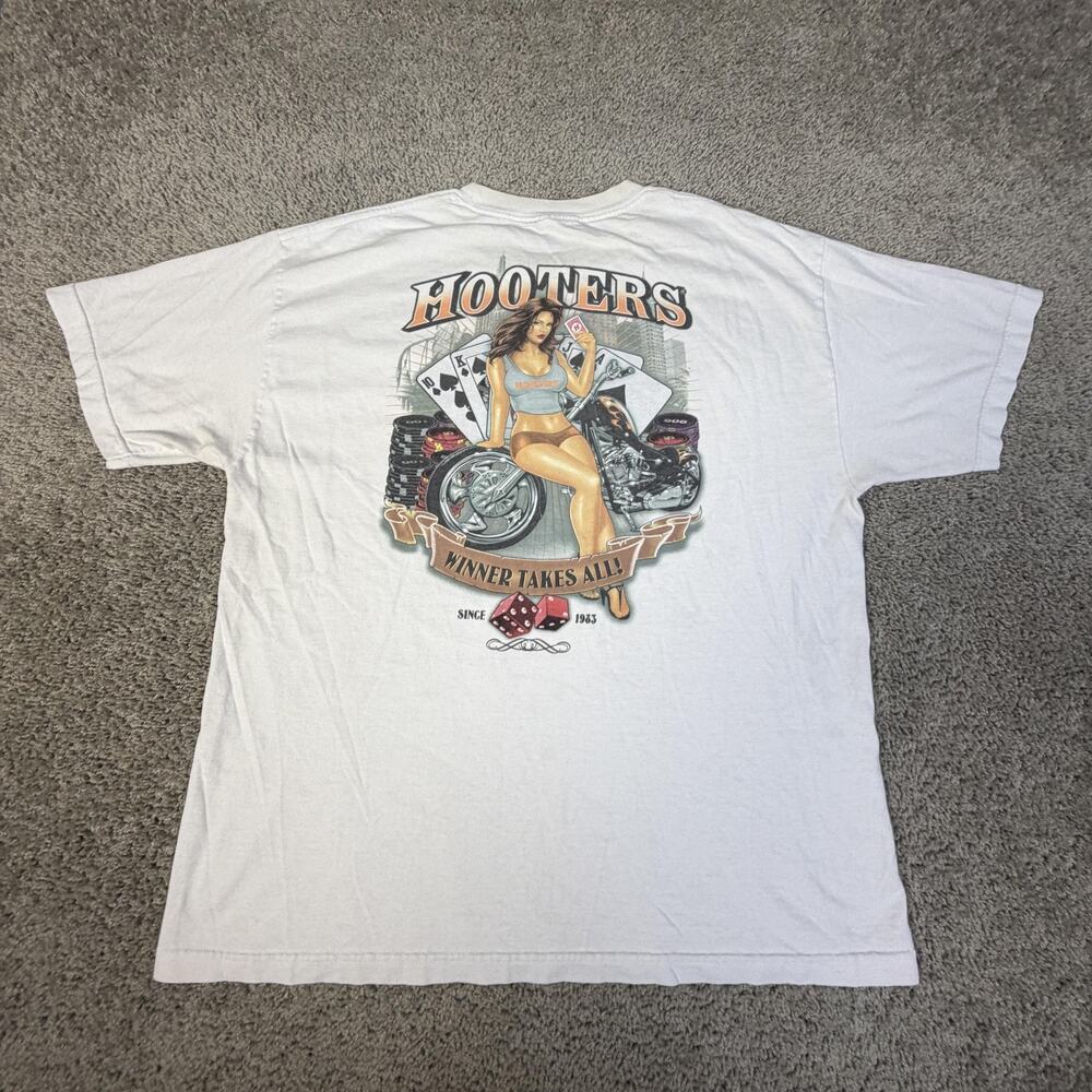VTG Hooters Shirt Mens XL Winner Takes All Graphic Crewneck Alstyle Cotton